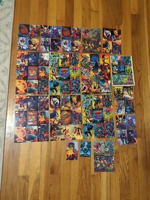 Lote de hojas promocionales Fleer Marvel años 90 de colección de 15 hojas más tarjeta y pegatina Foto 1 de 4