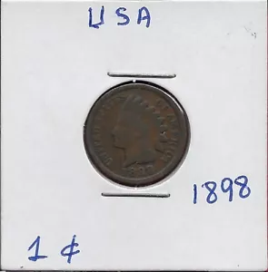 USA TESTA DI INDIANO 1 CENTESIMO 1898 LIBERTY CON COPRICAPO INDIANO RECANTE LA PAROLA LIBER - Foto 1 di 2