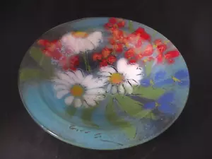 Vintage hand painted glass bowl / decorative plate - Picture 1 of 5