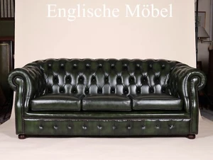 Englische Möbel Chesterfield Sofa 3-Sitzer Antik Leder Büro Herrenzimmer NEU UK - Bild 1 von 8