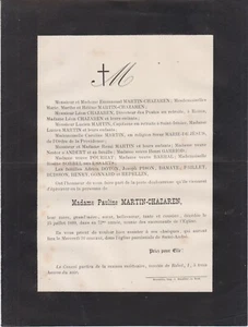 1899 Sterbeurkunde Frau MARTIN, geborene Pauline CHAZAREN, Schülerin von Frédéric CHOPIN - Bild 1 von 1