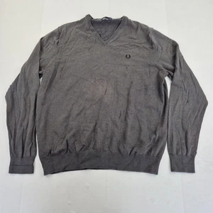 FRED PERRY Jumper XXL Gris Para Hombre Cuello en V Tejido Bordado Logo Suéter... - Imagen 1 de 10