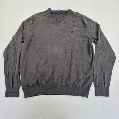 FRED PERRY Jumper XXL Gris Para Hombre Cuello en V Tejido Bordado Logo Suéter... - Imagen 1 de 4