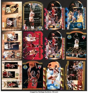 1994-1996 UD Authenticated 3 1/2" x 5" LOT (12) Jordan, Bird, Rodman ... - Picture 1 of 2