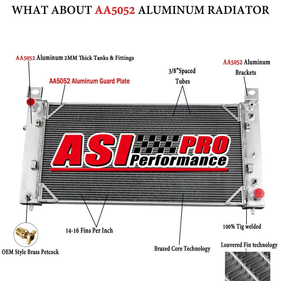 3-Row Aluminum Radiator Fit GMC Chevy Silverado Suburban Tahoe Yukon 1500/2500 Foto 1 de 4