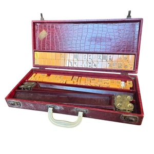 Vintage Butterscotch Mah Jongg Mah Jong Set Bakelit 152 Spielsteine 4 Racks - Bild 1 von 11