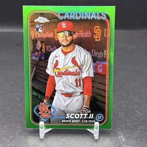 Victor Scott II 2024 Topps Chrome Update RC Green Refractor 42/99 Cardinals JO1 - Imagen 1 de 2