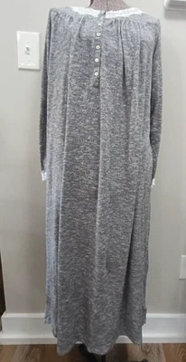 Camisón EILEEN WEST Manga Larga Gris Sólido Pequeño Encaje Hasta el Suelo Foto 1 de 4