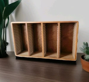 Vintage Holz CD Regal Halter Ständer Regal Aufbewahrung Schrank Organizer Wandhalterung - Bild 1 von 4
