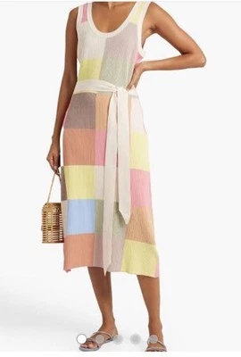 Vestido midi Zimmermann Jeannie acanalado de algodón en bloques de colores talla 1 AUS 10 / US 6 Foto 1 de 4