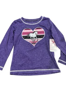 Cowgirl Hardware Girls 3T Purple Long Sleeve Heart And Horse NWT - Picture 1 of 3