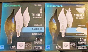 40 Watt LED Dimmable DAYLIGHT Clear Candelabra Bulbs Ecosmart 2 BOXES, 6 bulbs - Picture 1 of 5
