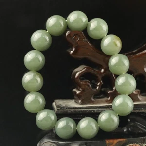 Pulsera brazalete cuentas talladas a mano jade hetiano natural antigua China #1 - Imagen 1 de 4