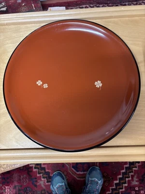 Japanese Round Serving Tray Orange/Red Yamanaka lacquerware Japan - Image 1 of 3