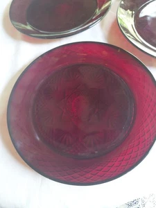 Cristal d'Arques Durand Glas Rubin Antik 10" Essteller 4er Set Frankreich - Bild 1 von 7