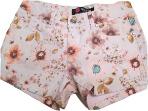 Shylo Denim Juniors 5 Shorts Floral Daisy Dukes Rhinestone Accent #G1 - Picture 1 of 12