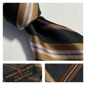 ROBERT TALBOTT BOC Seidenkrawatte schwarz bronzeblau gestreift Nordstrom USA - Bild 1 von 13
