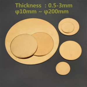 Thick 0.5/0.8/1/1.5/2/3mm Dia 10~200mm H62 Solid Brass Discs Plate Round Sheets - Picture 1 of 7