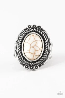 PAPARAZZI ** Tumblin’ Tumbleweeds ** WHITE crackle-stone RING ** - Изображение 1 из 2