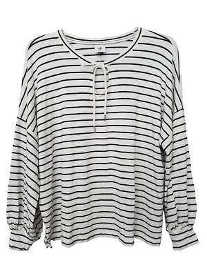 Cabi Relax Game Day Sudadera a Rayas Cuello Corbata Manga Globo Jersey Tejido Talla XL Foto 1 de 4