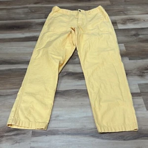 Wallace Barnes Pants Mens 36 x 34 Camp Pant Slub Cotton Yellow Button Fly J Crew - Picture 1 of 11