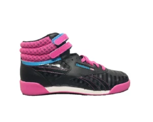 REEBOK V63072 F/S HI YTH'S (Medium) scarpe lifestyle in pelle nero/rosa - Foto 1 di 5