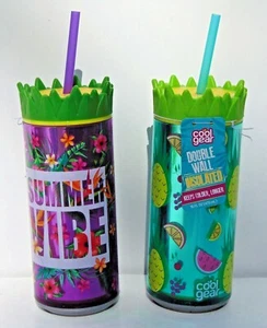 Dos (2) botellas de bebida aisladas de doble pared de 16 oz - ambiente y fruta de verano - Imagen 1 de 1
