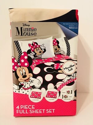 New Disney Minnie Mouse 4 Piece Full Sheet Set Bedding - Image 1 of 4