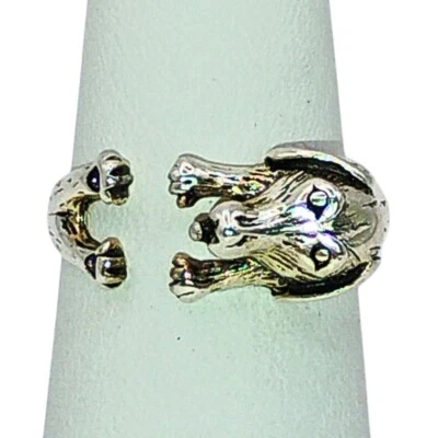 Womens Sterling Silver Weenie Dog Ring Adjustable Dachshund Lover Weiner Puppy - Image 1 of 4