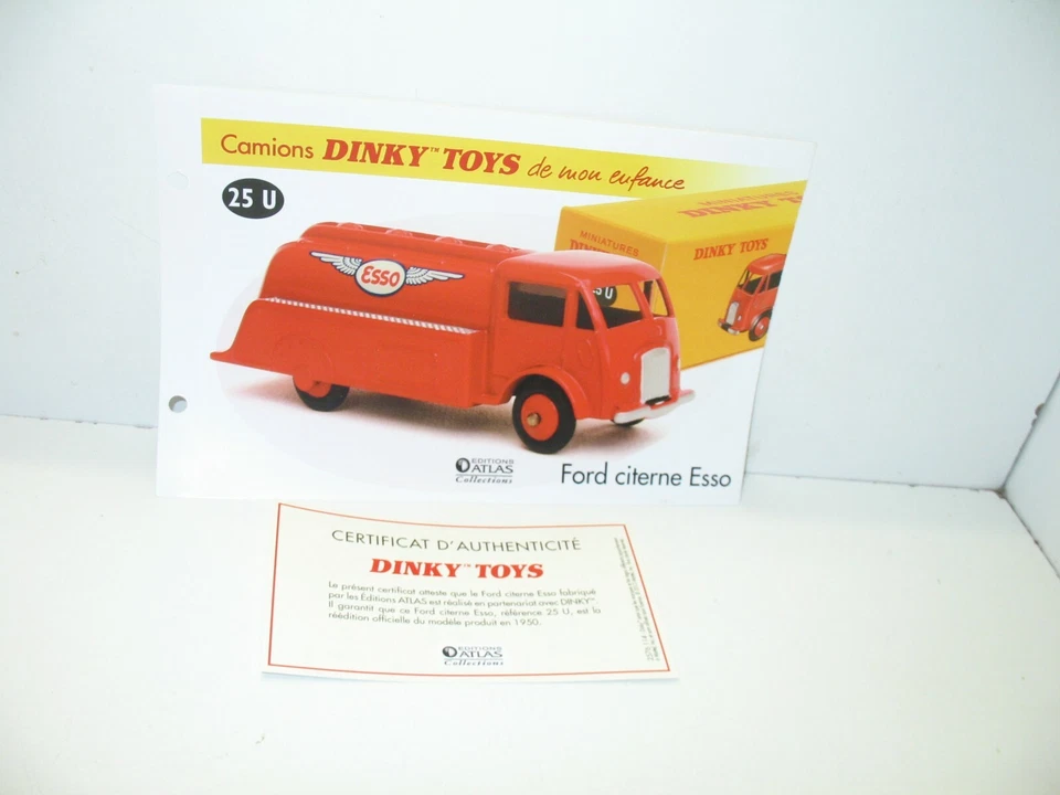 1 Spina + Certif. Dinky Toys Atlas Repro Rif. 25 U, Camion Ford Serbatoio Esso - Immagine 1 di 1