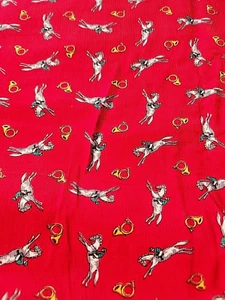 VTG Equestrian Themed Red Light Corduroy Hunting Horn 44" X 4 yd - Picture 1 of 3