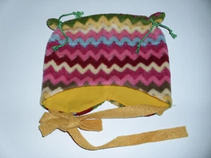 Babymütze Öhrchenmütze Fleece/ Jersey Bunt/Zackenmuster KU 34/36 Handarbeit  - Bild 1 von 2