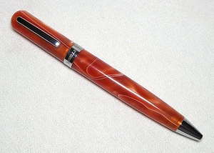 Libelle of New York Amber Swirl Vortex Ball Pen With Nice Leather Pen Case - Picture 1 of 10