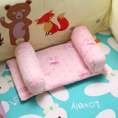 (Pink)Baby Pillow Anti Roll Cotton Infant Sleep Prevent Flat Head Cushion For • 14.50$