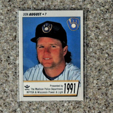 Don August 1991 Brewers Delicious Cookies Madison  Police Baseball Card Exc/NRMT
