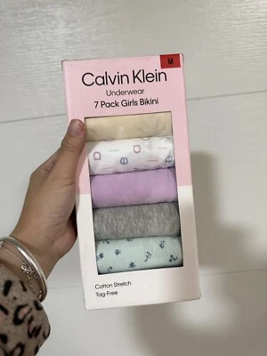 Calvin Klein Girls’ Bikini Underwear Cotton Stretch Tag-Free, 7-pack SizeM - Image 1 of 4