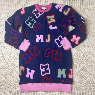 Marc Jacobs девочек 10 лет логотип узор трикотажа длинным рукавом платье - Изображение 1 из 4