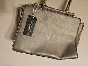 LaTerre Leather Handbag Purse Gray Hardware Open bag. Never used Original Tags - Picture 1 of 10