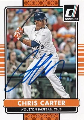 Tarjeta Panini Donruss 2015 firmada por Chris Carter #92 Houston Astros Yankees Foto 1 de 3