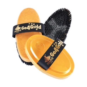 HAAS Go 4 Gold Set 1 x Horsehair Body Brush & 1 x Curry Comb In Gold Edition - Picture 1 of 1