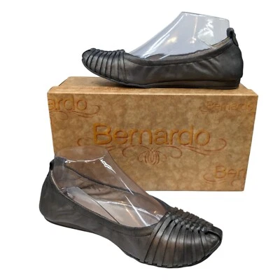 Bernardo Bistro Cal Vintage Ballet Flats Womens Pewter Grey Leather Slip On Sz 8 - Image 1 of 4