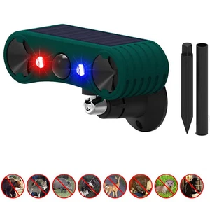Solar Outdoor Motion Sensor Alarm 2*130db Ultrasonic Siren with 4 Modes Flashing - Picture 1 of 11