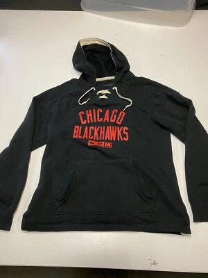 Sudadera Chicago Blackhawks CCM Vintage Mediana Negra Roja Logotipo Spellout Foto 1 de 4
