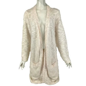 Autograph Cardi Cream Plus Size L/XL 18 20 Fluffy Soft Knit Open Longline Pocket - Picture 1 of 14