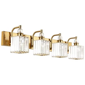 Ralbay Crystal Vanity Lights 4-Lights 31.5''Gold Bathroom Lighting Fixtures O... - Picture 1 of 7