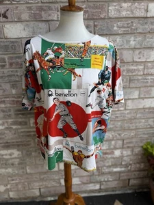 Benetton Damen All Sports T-Shirt Large Rundhals Tennis Baseball Hockey - Bild 1 von 7