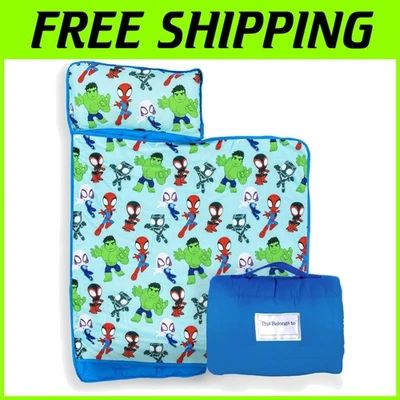 Colorida alfombrilla para siesta Spidey & Friends - 46" x 20" con almohada incorporada para niños Foto 1 de 4