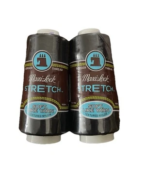 Maxi-Lock Stretch Serger Cone Thread 2,000yd Black 036771745598 2 PACK. New. - Image 1 of 2