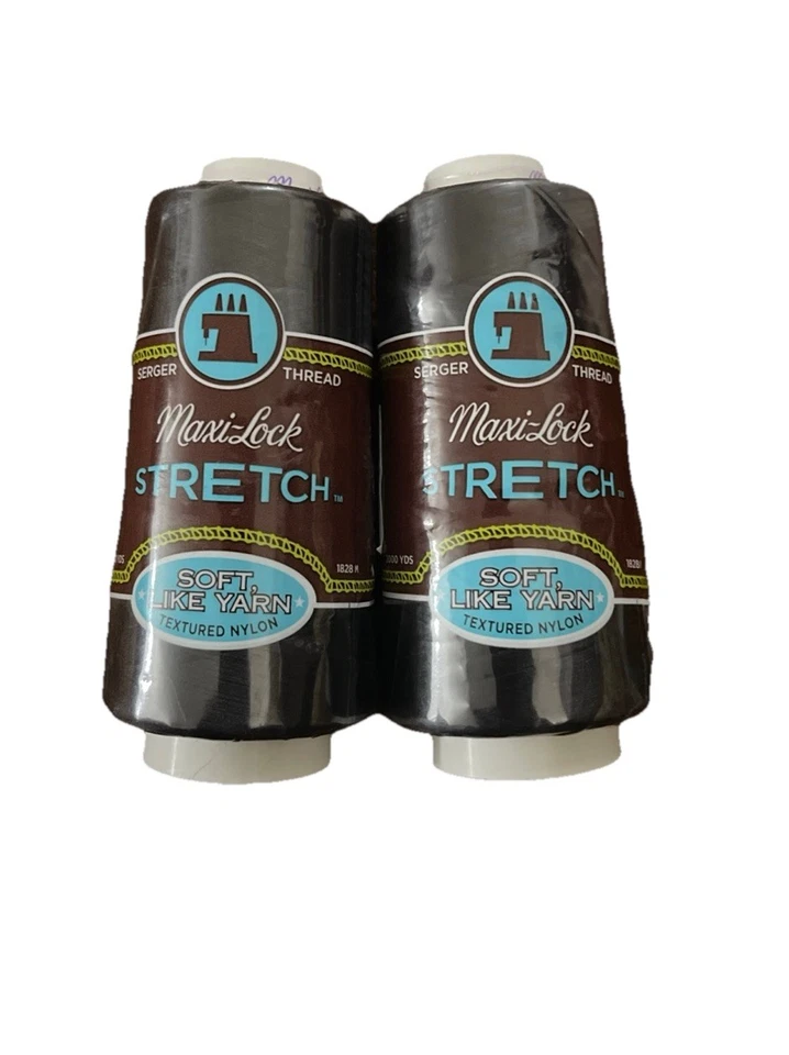 Maxi-Lock Stretch Serger Cone Thread 2,000yd Black 036771745598 2 PACK. New. - Image 1 of 2