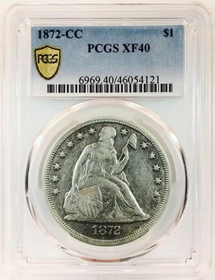 1872 CC SEATED LIBERTY DOLLAR! PCGS XF40! UNREAL! STUNNING! FANTASTIC! NR #VIP77 - Image 1 of 3
